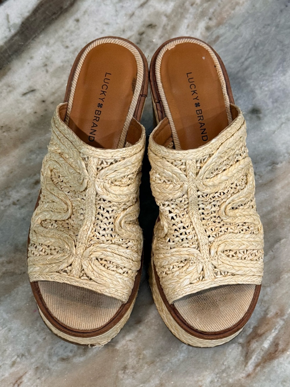 Women’s LUCKY BRAND Natural woven platform mule sandals- Size 6 - Picture 3 of 7